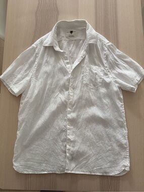 Men's Casual White Short-Sleeve Button-Down Shirt